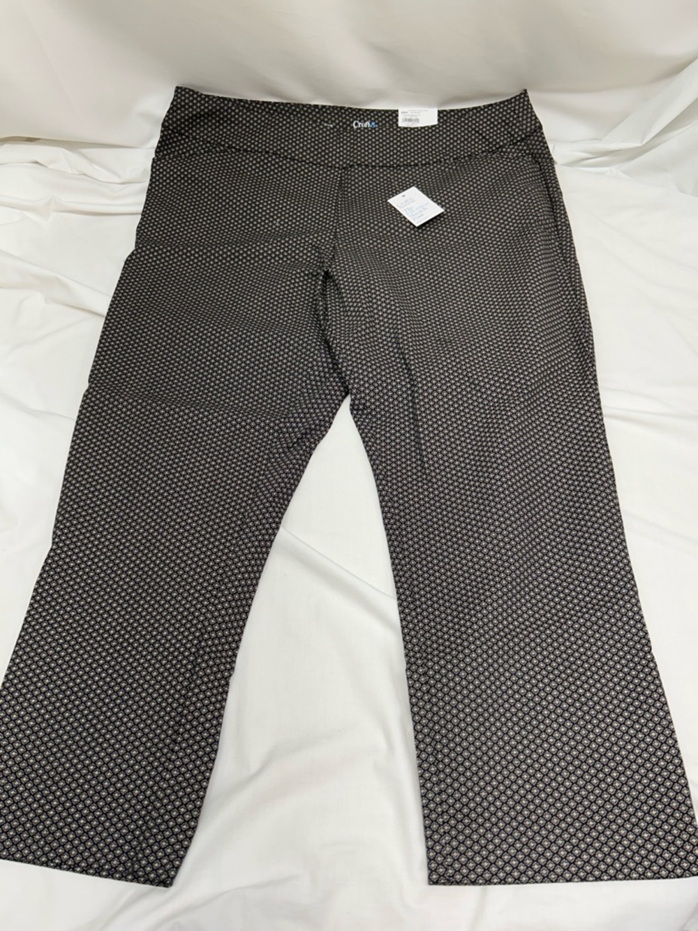 croft & barrow Black and White Micro Geo Pull-On Pants Size 20W Short